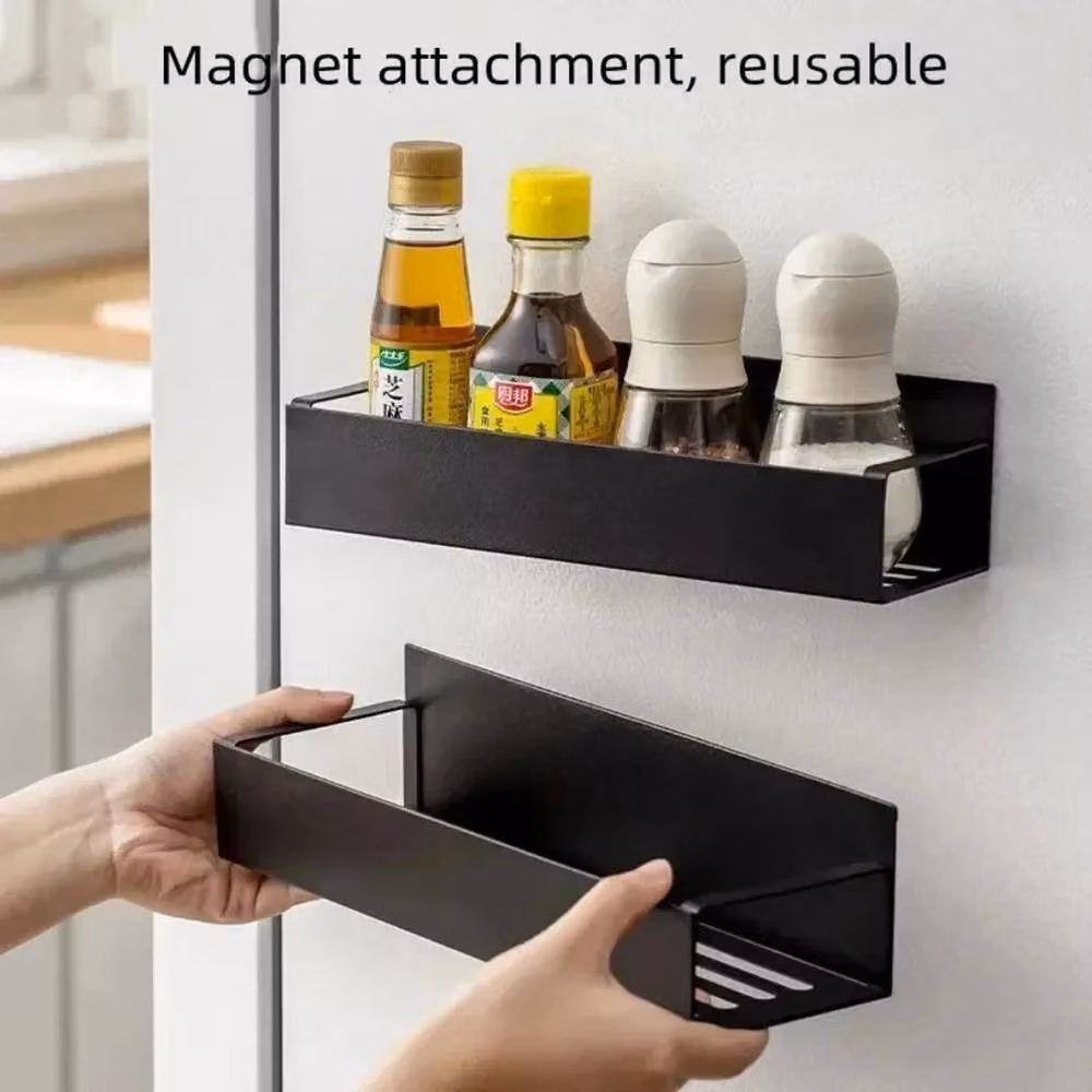 KORVIXA 4 Piece Magnetic Spice Rack for Refrigerator, Black – 3