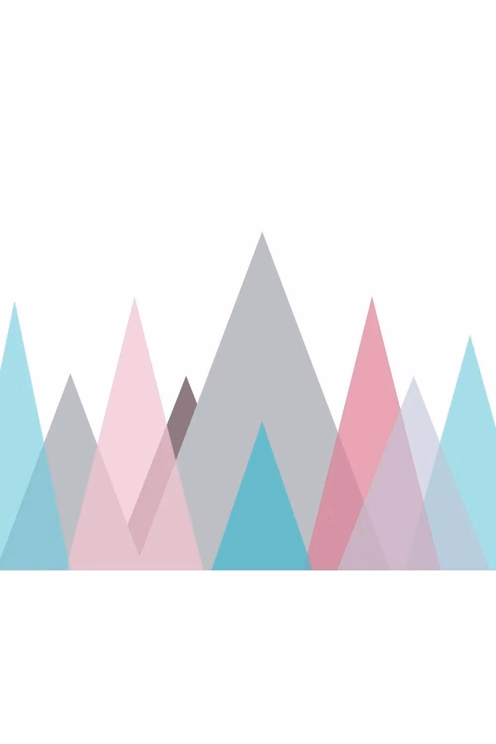 Origin Murals Abstract Mountains Geometric Scandinavian Wall Mural in Blue, White and Multicolour, W: 300 cm, H: 240 cm – 2