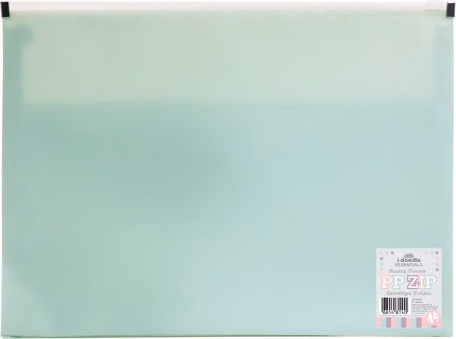 i-doodle A4 Plastic Expanding File with Zip in Blue and Green Neutral Pastels