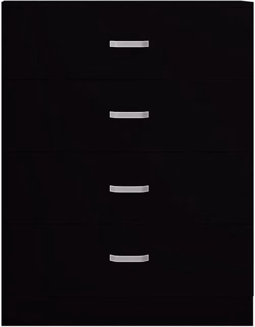KORVIXA Tunis 4 Drawer Chest of Drawers in Matt Black, W/D/H: 100 x 100 x 100 cm