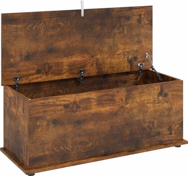HOMCOM 113L Storage Chest in Brown with Flip-Top Lid, W/D/H: 100 x 40 x 40 cm