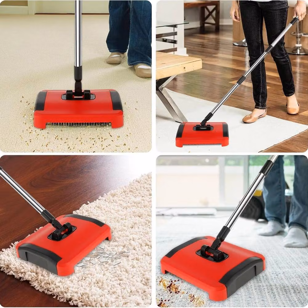 NESTLUNE Manual Carpet Sweeper and Floor Duster in Red – 5