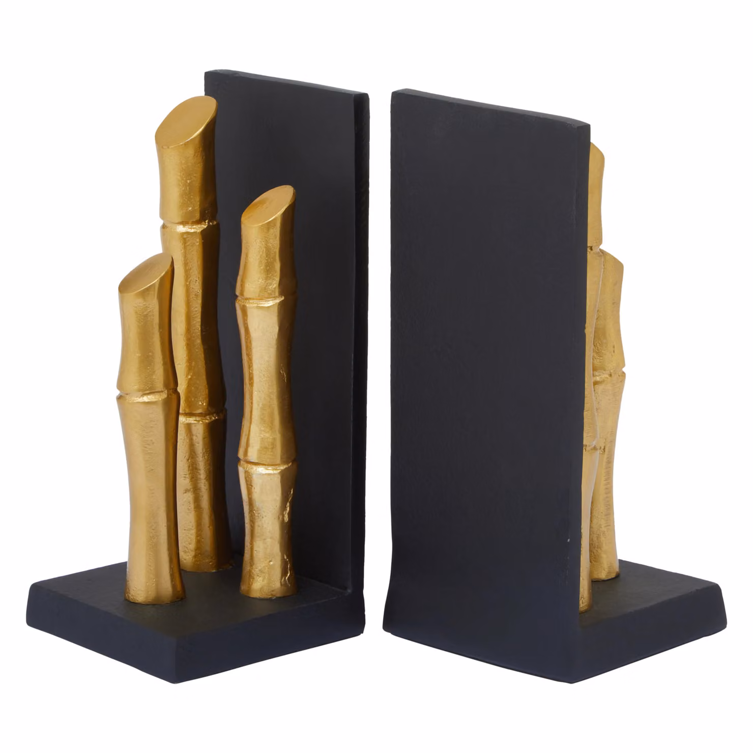 Orsina Hiba Set of Two Gold and Black Metal Bamboo Effect Bookends – 4