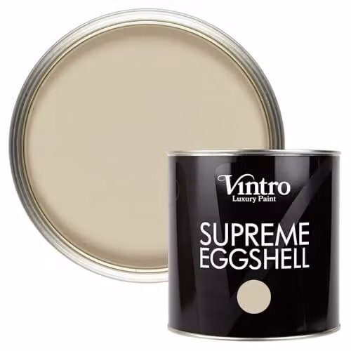 Vintro Eggshell and Satin Paint for Walls, Wood and Trim in Light Beige Pebble, 2.5 Litres