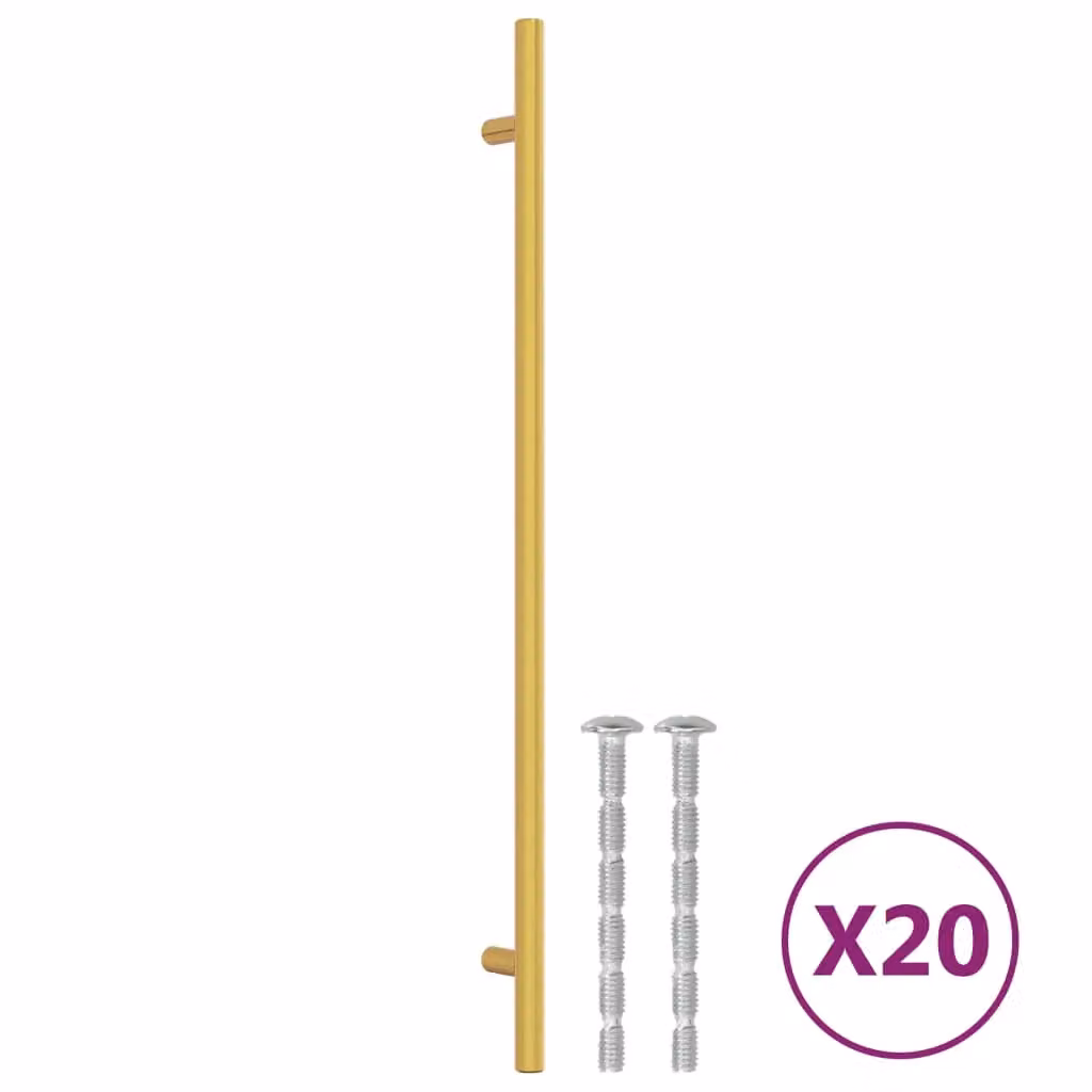 Berkfield Home Gold Brushed Stainless Steel Bar Cabinet Handles, 20 Pack, Length: 32 cm – 2