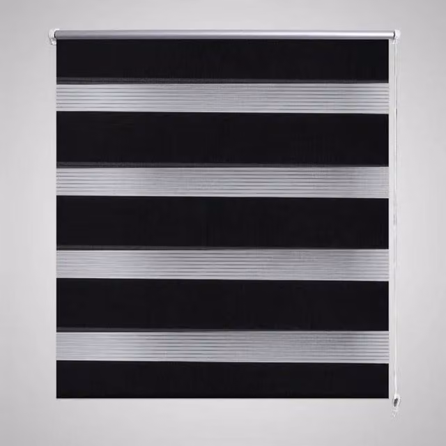 Berkfield Home Zebra Day and Night Blind in Black and White, W: 100 cm, H: 175 cm – 1