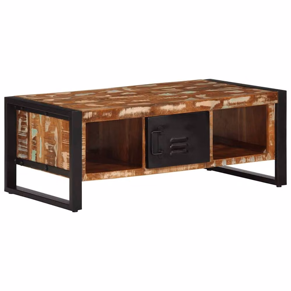 Berkfield Home Multicolour Reclaimed Solid Wood Coffee Table W: 90 cm, D: 50 cm, H: 36 cm – 2
