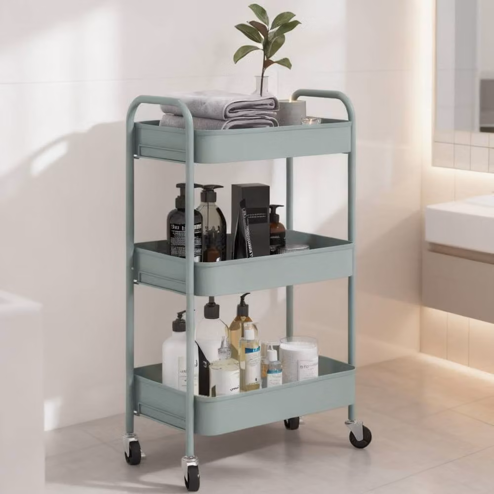 ERGOVEXA Three-Tier Metal Storage Trolley in Blue – 1