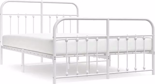 Berkfield Home Metal Bed Frame with Headboard and Footboard in White, W/D/H: 135 x 140 x 190 cm – 1