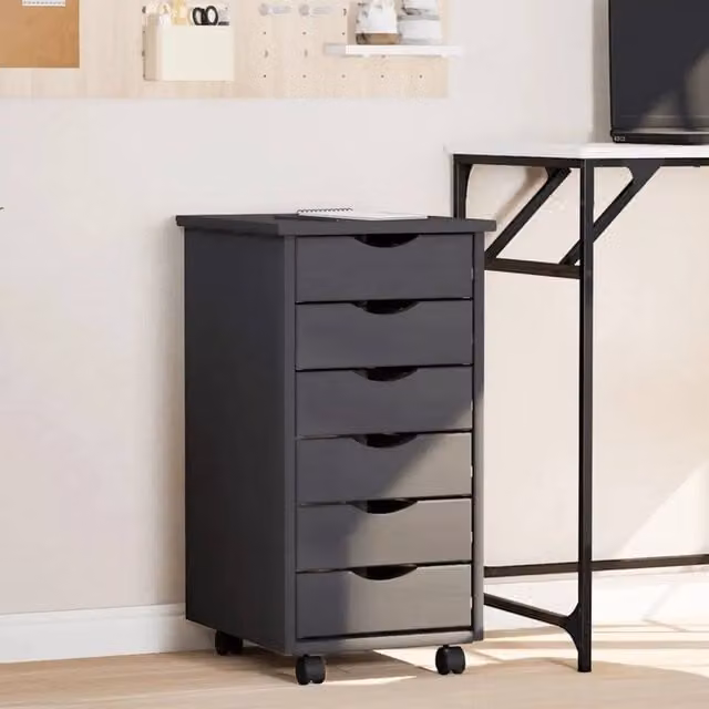 EONLION Rolling Cabinet with Drawers in Black