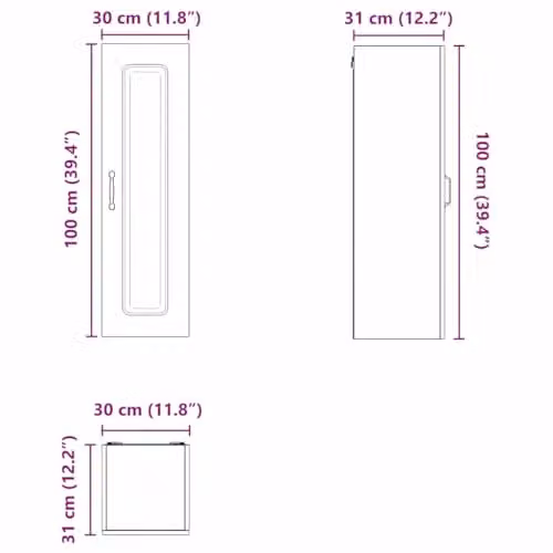 vidaXL Kalmar High Gloss White Dishwasher Panel W/D/H: 30 x 31 x 100 cm