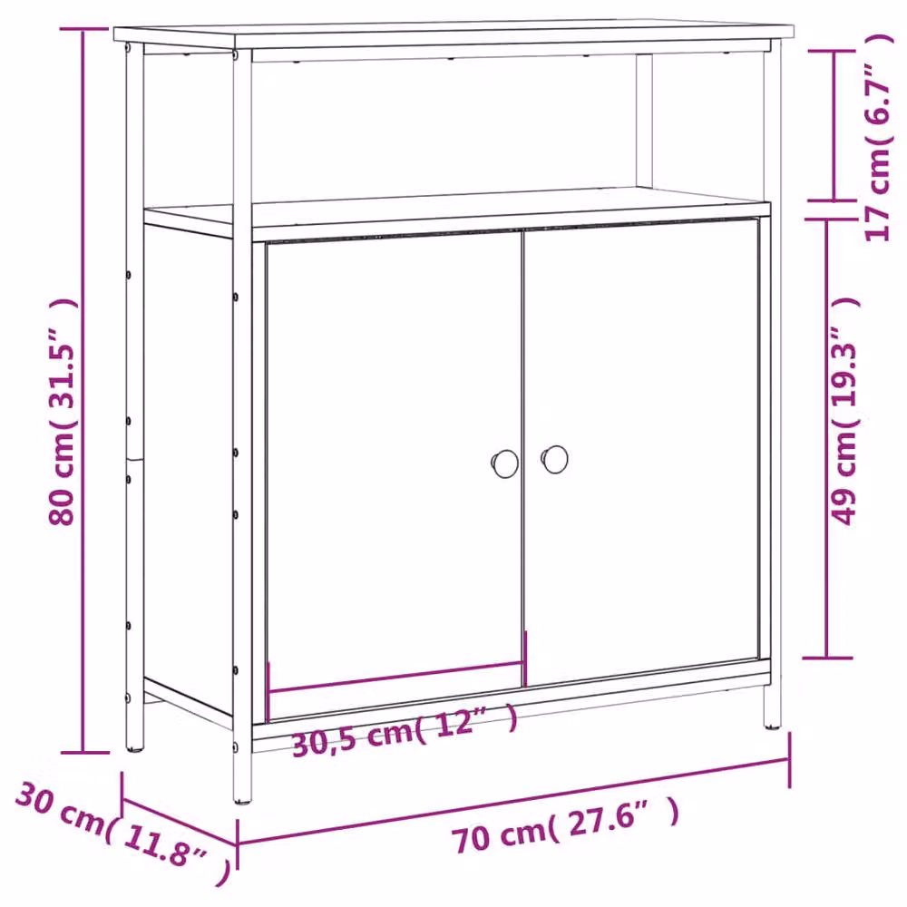 Berkfield Home Smoked Oak Sideboard in Brown, W/D/H: 70 x 30 x 80 cm – 7