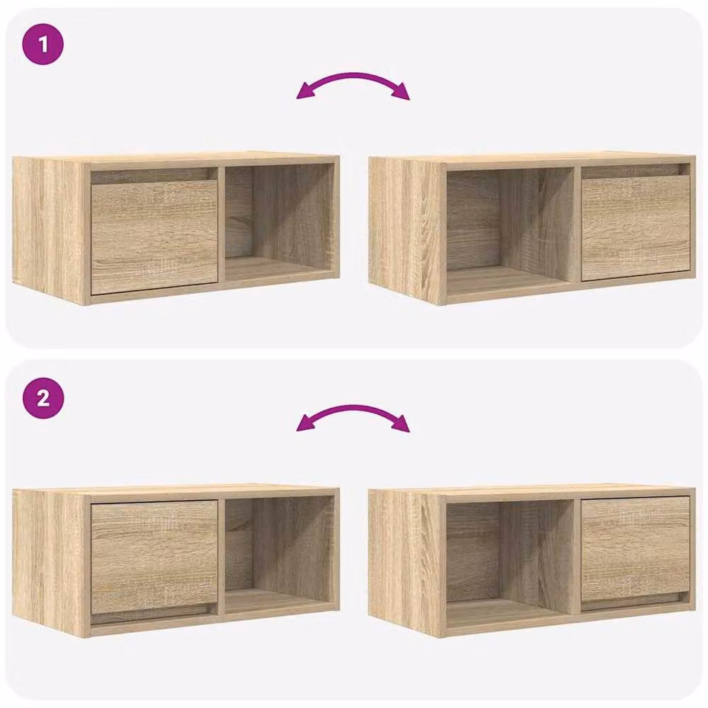 Berkfield Home TV Cabinet in Sonoma Oak, Beige, W: 60 cm, D: 31 cm, H: 25.5 cm – 4