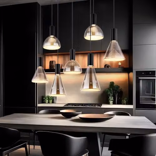 Globo Lighting Modern Suspended Pendant Light in Black and Smoke Grey Glass with Height Adjustable Metal Frame – 3