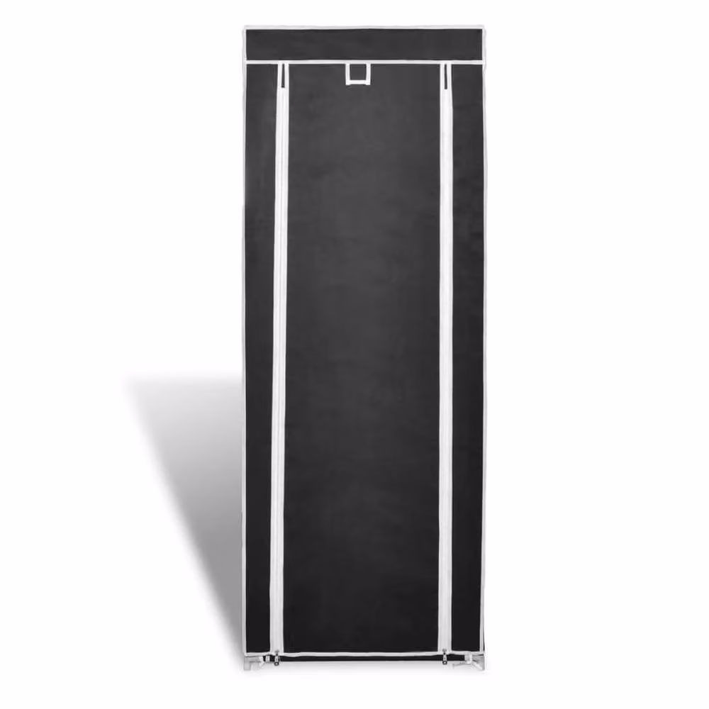 Berkfield Home Fabric Shoe Cabinet with Cover, Black, W/D/H: 162 x 57 x 29 cm – 2