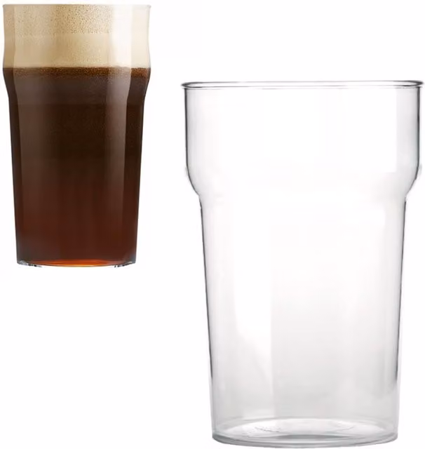 Aeroplas 100 Pack Reusable Transparent Plastic Pint Beer Glasses, 568 ml