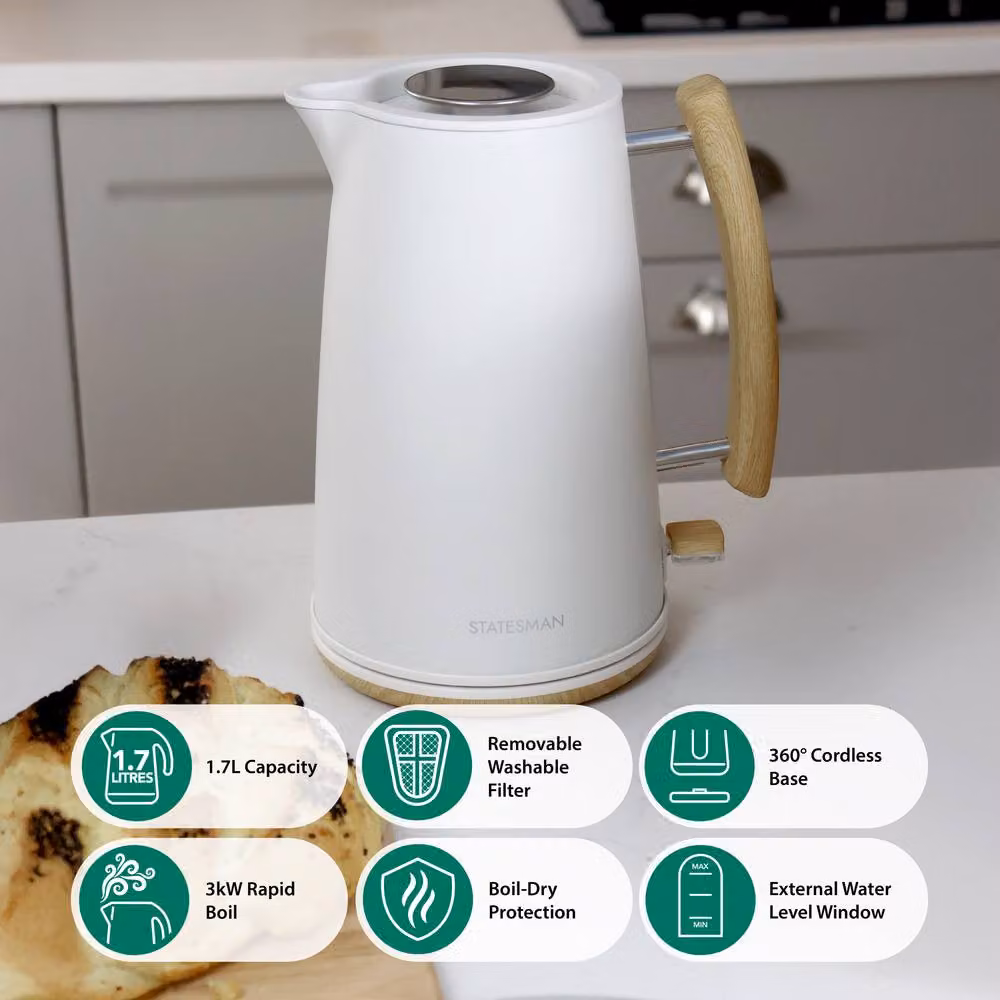 Statesman 1.7 l Scandi Kettle in Beige/White – 2