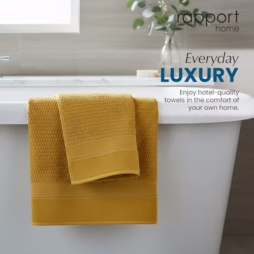Rapport Home Royal Velvet 2 Piece Pure Cotton Bath Sheet Set in Ochre Yellow, W: 90 cm, H: 140 cm – 2
