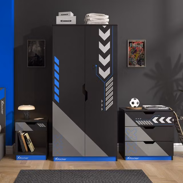 X Rocker Octane Furniture Set in Black and Blue with Geometric Matt Finish