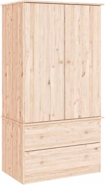Berkfield Home ALTA Solid Wood Pine Wardrobe in Beige, W/D/H: 90 x 55 x 170 cm