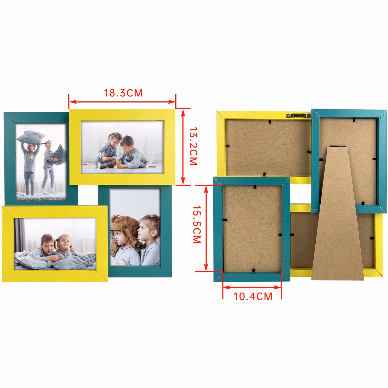 Innoteck Modern Wooden Gallery Photo Frame Collage in Green and Yellow, 10x15 cm – 2