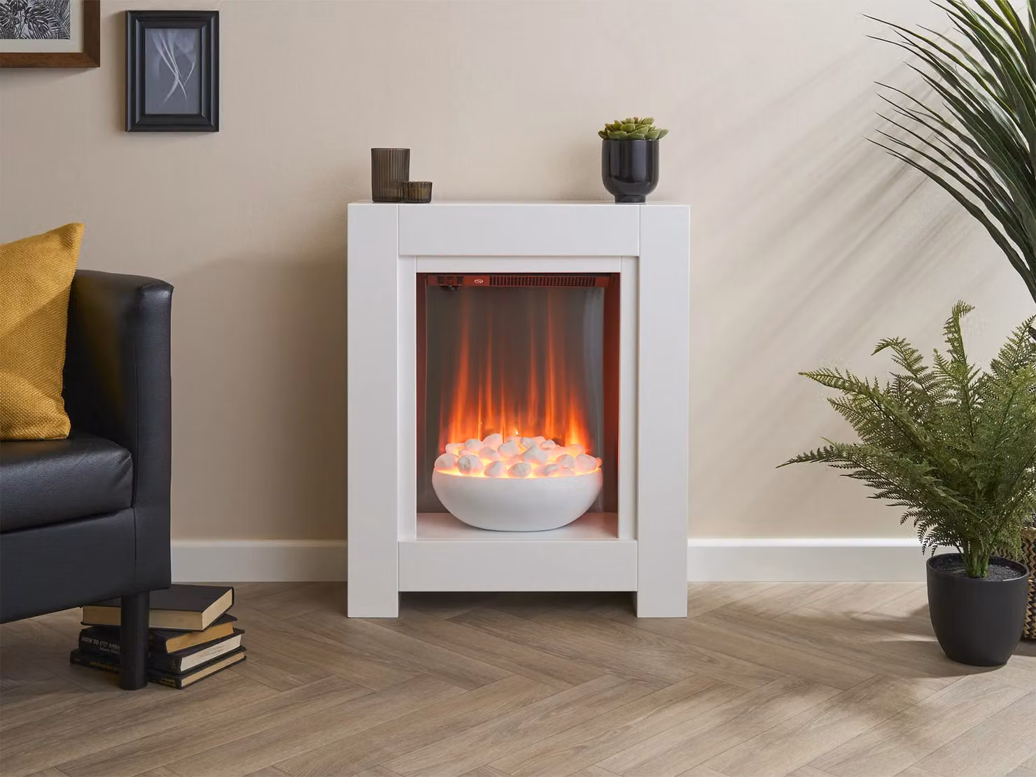 Adam Fires & Fireplaces Monet Electric Fireplace Suite in Pure White – 2