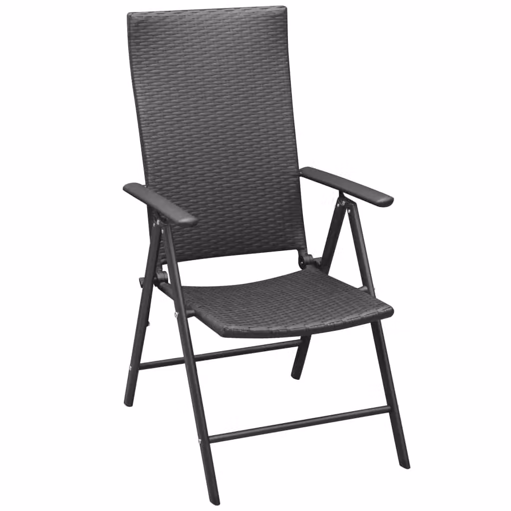 Berkfield Home Stackable Poly Rattan Garden Chairs, 2 Piece Set, Black – 2