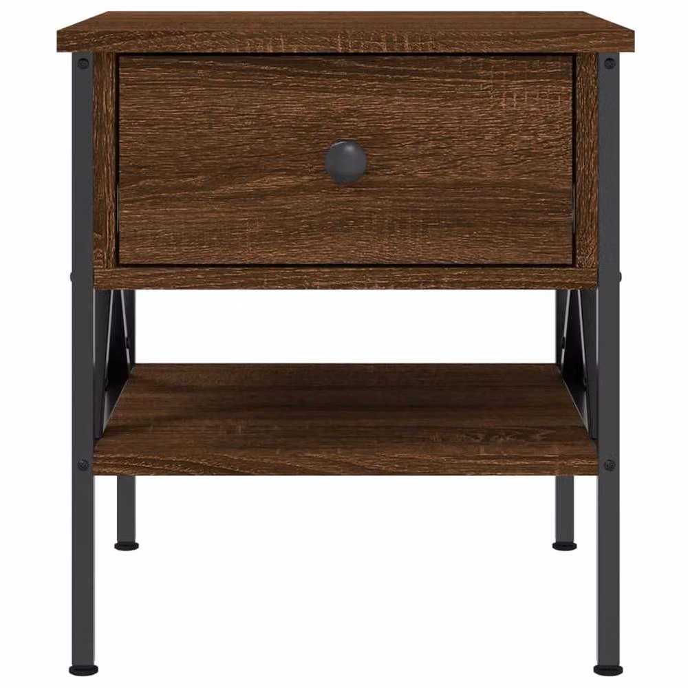 Berkfield Home Set of 2 Durable Brown Oak Bedside Tables, W/D/H: 40 x 42 x 45 cm – 5