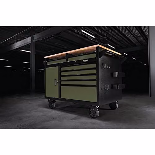 Draper BUNKER 08269 Multi-Functional Workbench Roller Tool Cabinet with 14 Drawers, Green and Black – 2