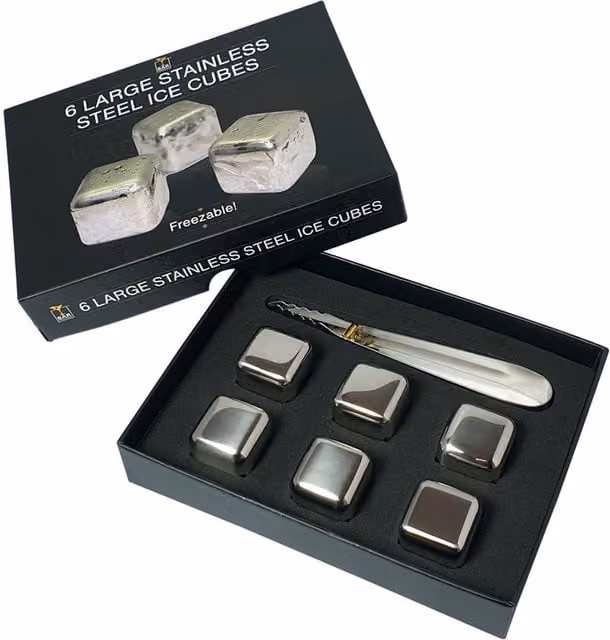 Bar Originale Rocks of Steel Reusable Ice Cubes, Pack of 6, Silver – 4