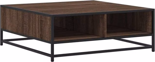Berkfield Home Brown Oak Coffee Table with Metal Sled Base, W/D/H: 80 x 80 x 30 cm – 1