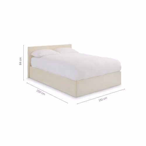 GFW Corduroy Fabric End Lift Ottoman Storage Bed in Beige and White, W/D/H: 140 x 200 x 84 cm – 2