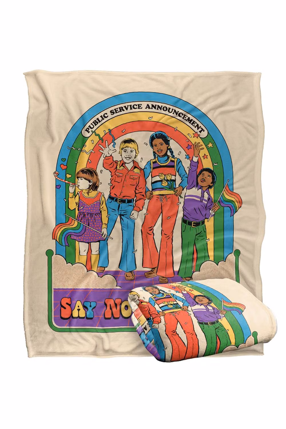 Steven Rhodes Say No To Hate Super Soft Fleece Throw Blanket, Multicolour, W/D/H: 152 x 127 cm – 2