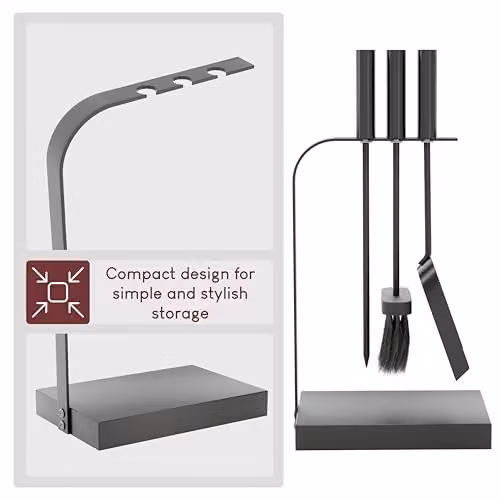 Fire Vida Aston 4-Piece Metal Fire Companion Set in Black and Grey – 3