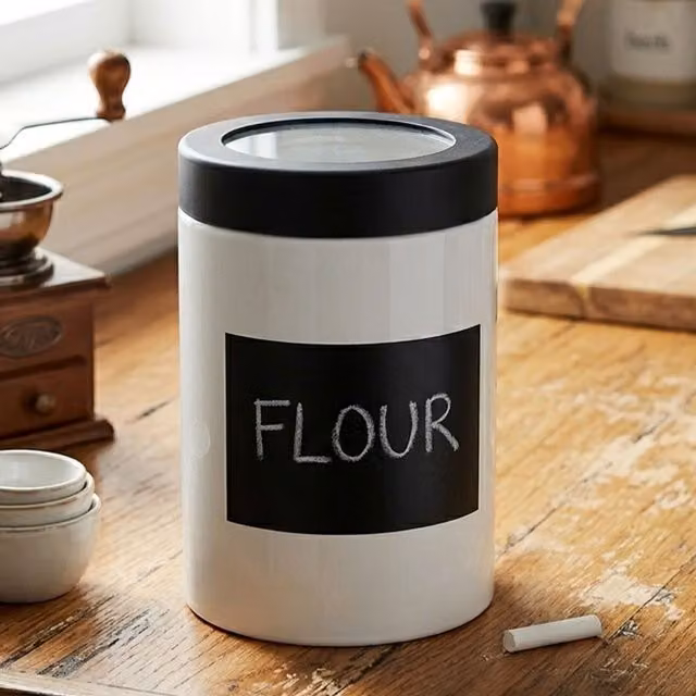 Orsina Chic Design Large Airtight Chalk Board Canister in Black and White – 2