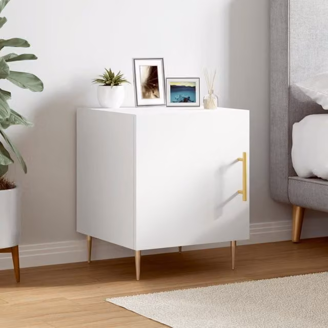 Berkfield Home White Bedside Cabinet W/D/H: 40 x 40 x 50 cm