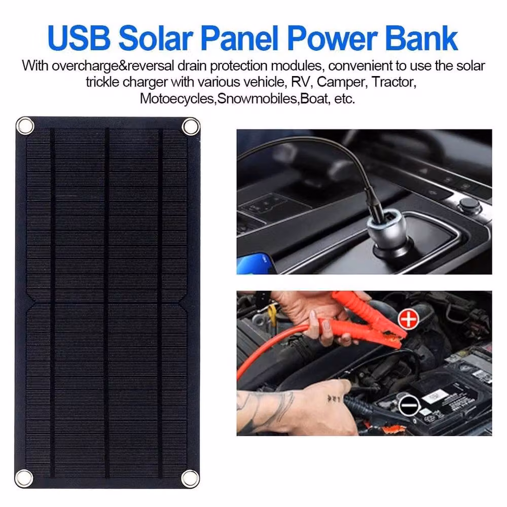 FLAVORA 30W 12V Portable Solar Panel Trickle Charger Kit, Black, W: 1000 cm, H: 52 cm – 6