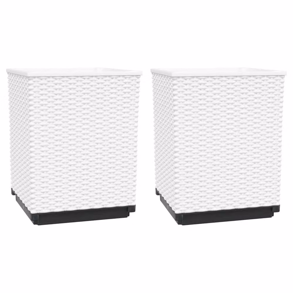 Berkfield Home White Polypropylene Planter Tub, 2 Pack, W/D/H: 30 x 30 x 37 cm – 3
