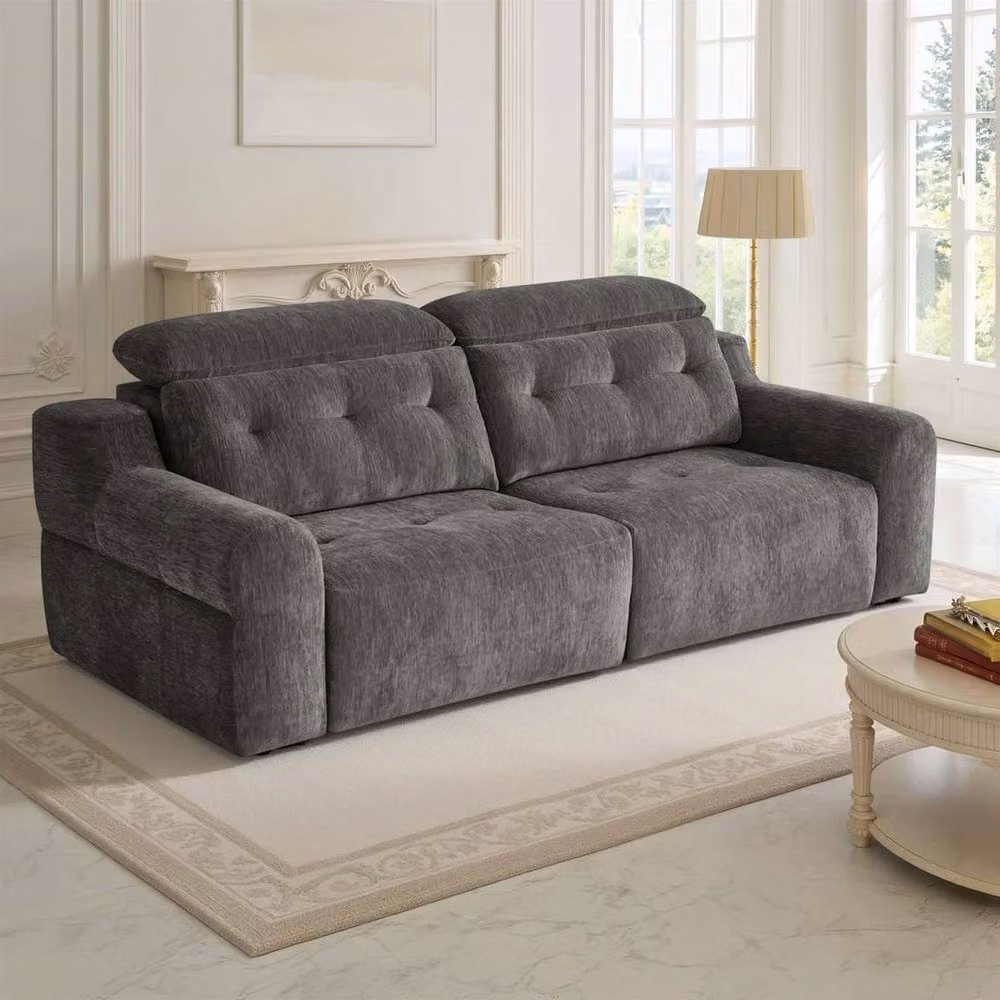 Furnishings For Less UK Harrington Charcoal Grey Chenille Electric Sofa Bed with Adjustable Headrests and Lift Up Seat, W/D/H: 242 x 109 x 140 cm – 3