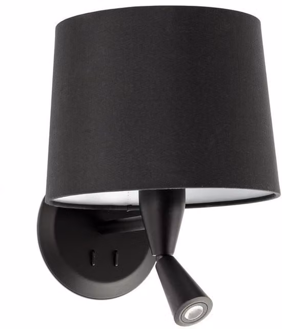 Faro Conga Adjustable Mid-Century Metal Wall Reading Light in Black with E27 Fitting
