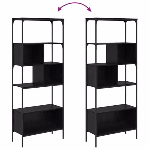 vidaXL 7-Tier Rustic Bookcase in Black, W/D/H: 76 x 33 x 188.5 cm – 3