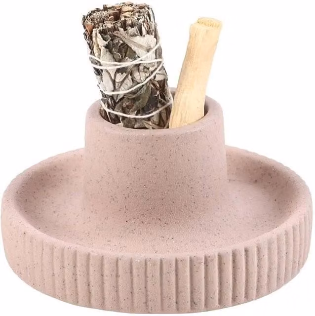 Something Different Ribbed Smudge Ceramic Bowl in Pale Grey, W/D/H: 14.0 x 14.0 x 7.0 cm