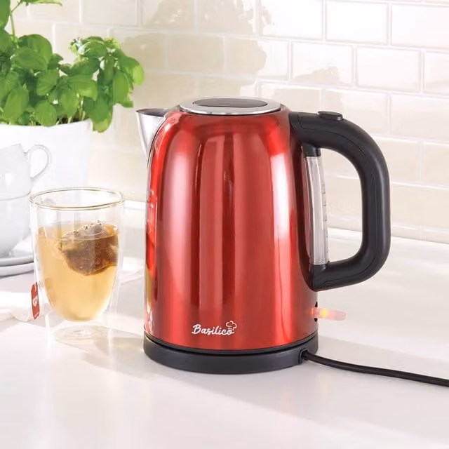 Coopers of Stortford Basilico Cordless Red Metallic Stainless Steel Kettle with 1.7 l Capacity