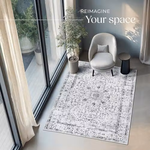 tectake Vintage Oriental Pattern Washable Rug with Non-Slip Base, W: 200 cm, D: 274 cm – 4
