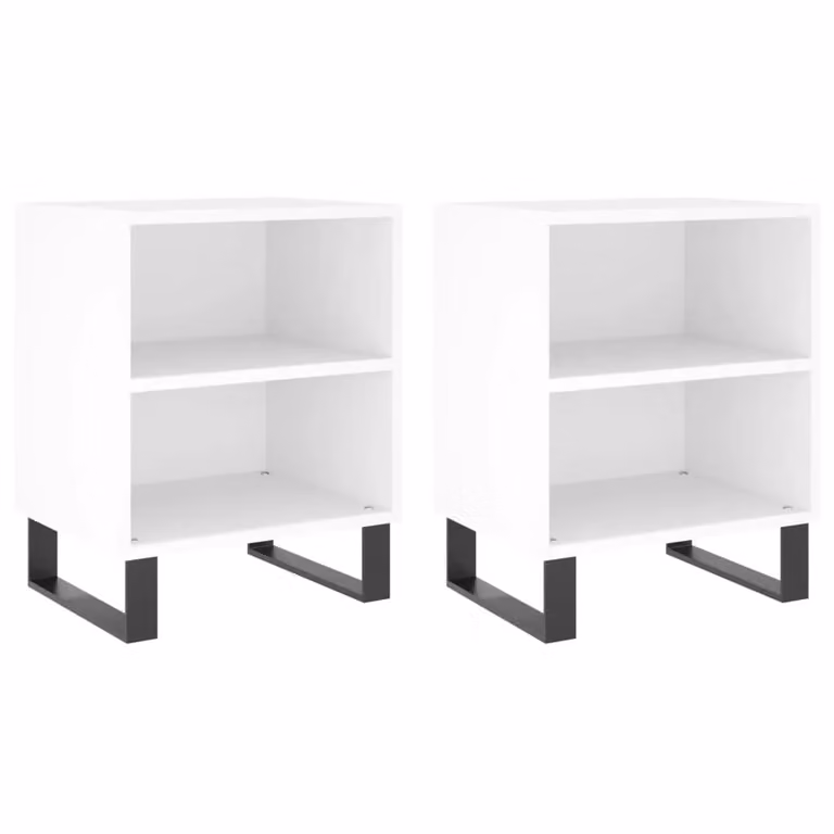 Berkfield Home Set of 2 White Bedside Cabinets, W/D/H: 40 x 30 x 50 cm