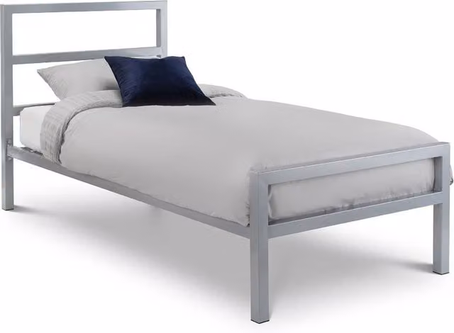 Cheshire Lagoon Modern Metal Bed in Silver, W/D/H: 90 x 200 cm – 1