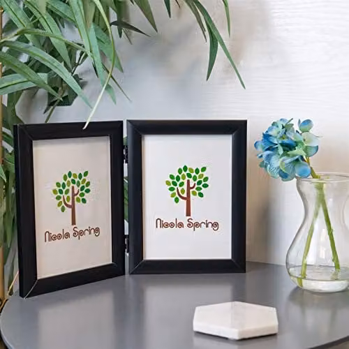 Nicola Spring Pack of 2 Black Rectangular Folding Photo Frames, Fits 13 x 18 cm, Freestanding – 2