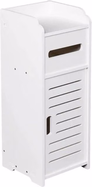 FORGEVIO White Freestanding Modern Bathroom and Bedroom Cabinet with Hinged Doors