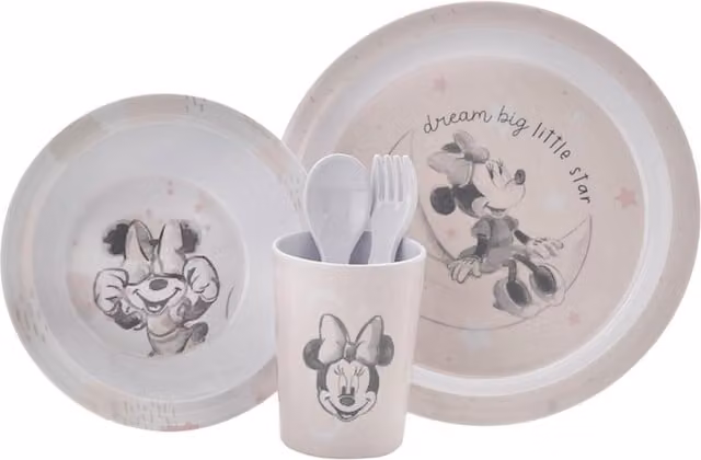 Disney Minnie Baby 5 Piece Melamine Feeding Set in Pink and White