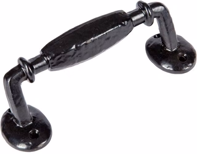 Hammer and Tongs Matt Black Offset Wrought Iron Door Handle, Height: 160 mm – 5